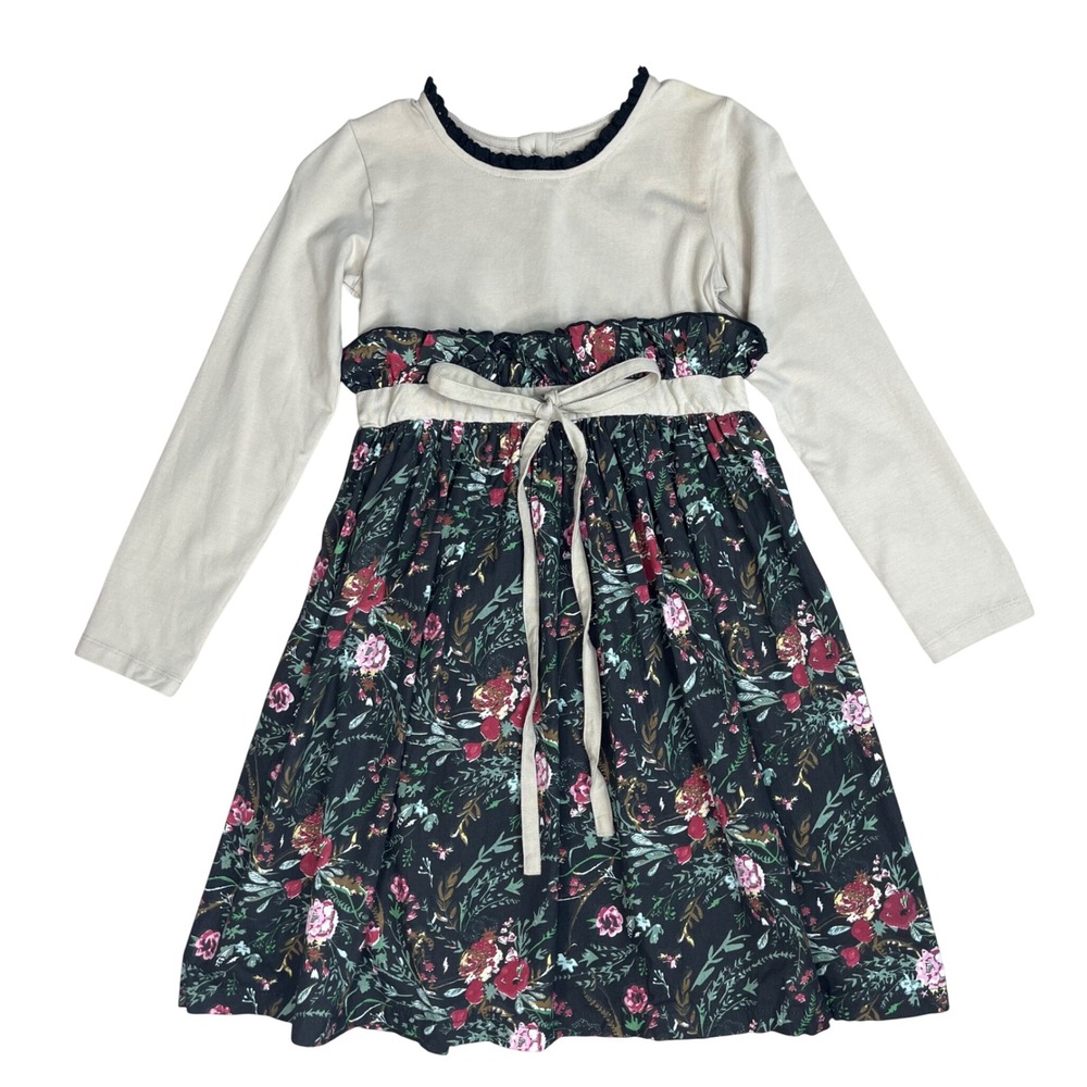 Mustard Pie Girls Floral Print‎ Long Sleeve Dress Sz 7 | Cottagecore Festive